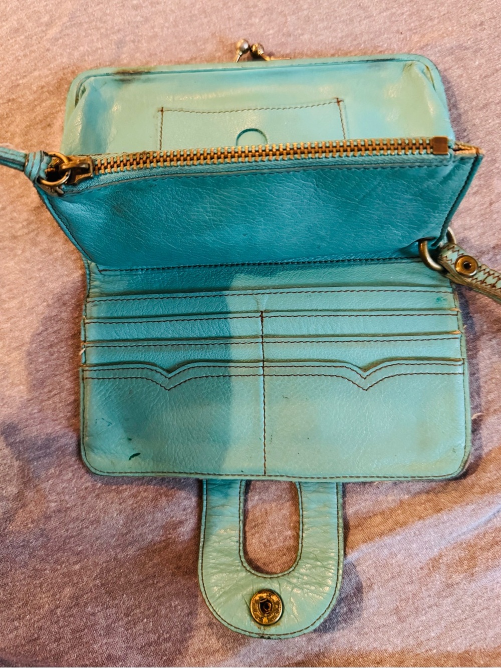 Vintage Lucky Brand Wristlet Wallet - Turquoise Leather